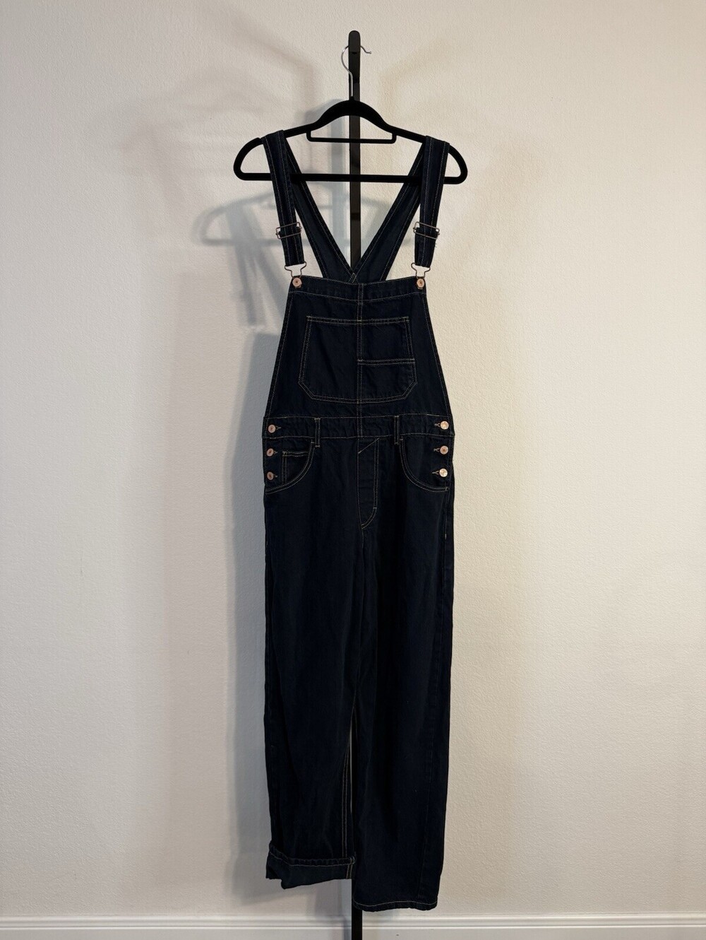 Free People We The Free Ziggy Indigo Denim Overalls Straight Leg - Small